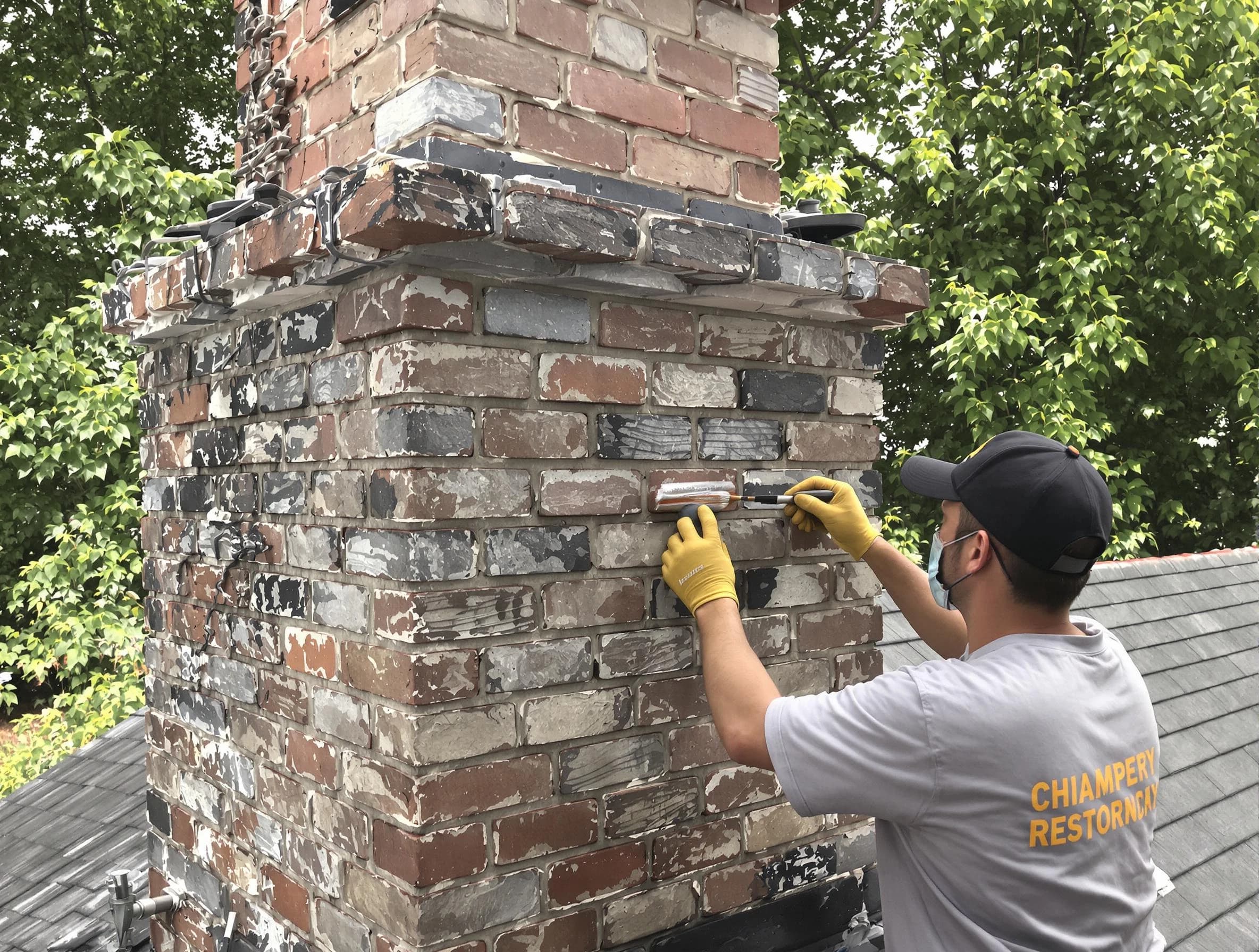 In-progress chimney restoration by Meadow Lake Chimney Sweep in Meadow Lake, NM