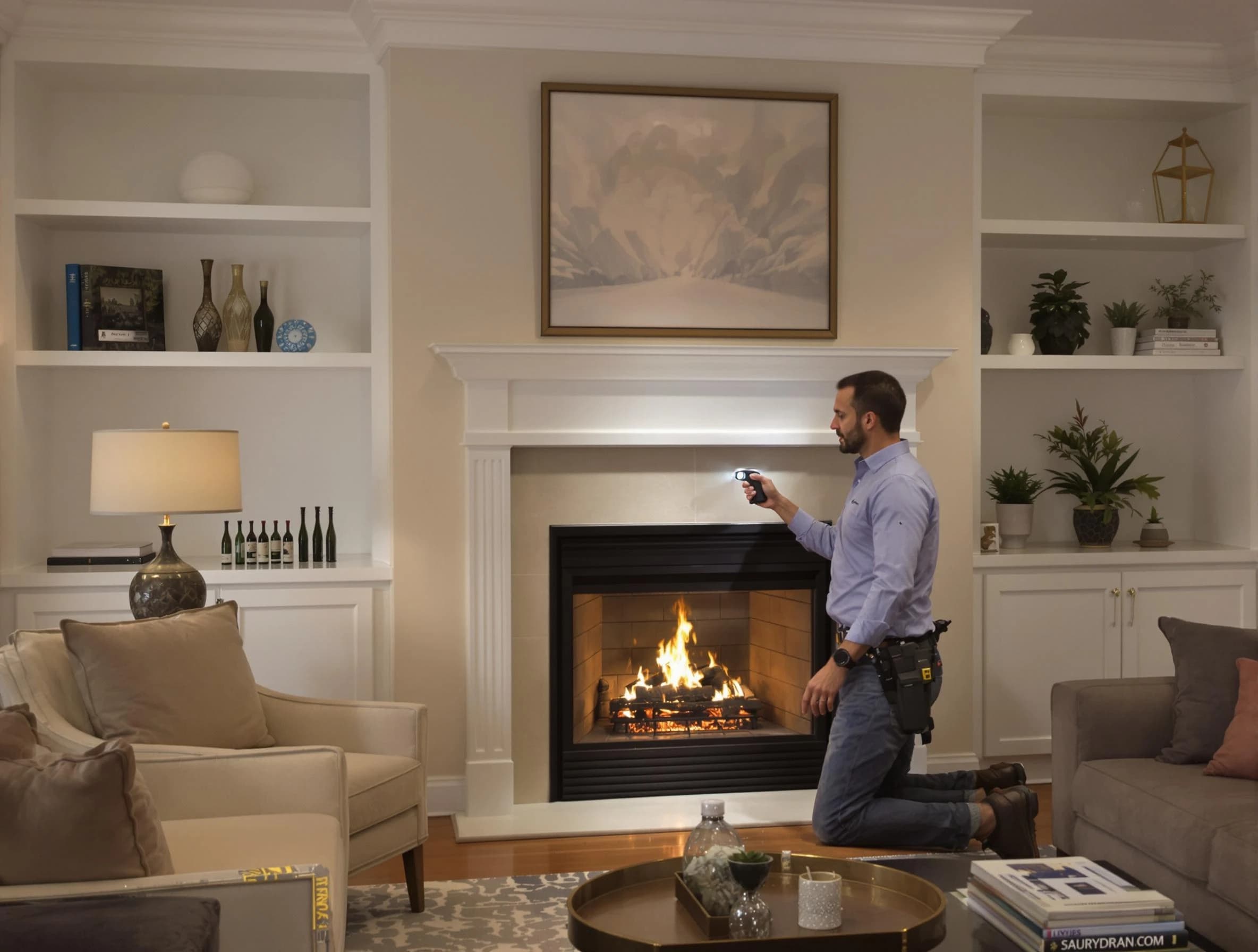 Meadow Lake Chimney Sweep conducting a fireplace safety inspection in Meadow Lake, NM