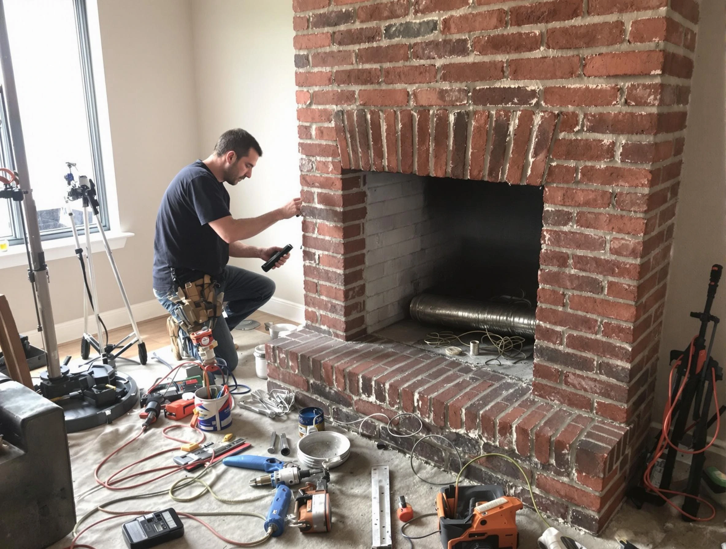 Meadow Lake Chimney Sweep specialist finalizing chimney liner service in Meadow Lake, NM